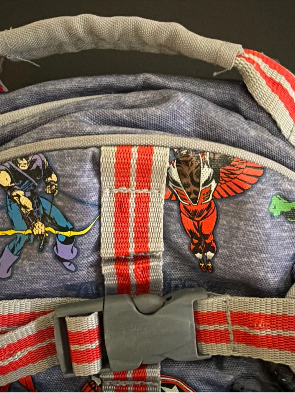 Pottery Barn Kids Backpack - Gray with Multicolor Avengers Print